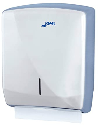 Jofel - Dispensador de Papel de Manos, Toallas Faciales, Dispensador de Papel Secamanos de Pared, hasta 600 Toallitas Zig-Zag, Carcasa de Acero Inoxible Resistente, Futura AH25500, Inox. Brillo