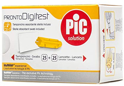 PIC PRONTO DIGITEST - 25 Lancette + 25 Tamponcini Assorbenti - AGO SOTTILISSIMO EXTRA-THIN 33G