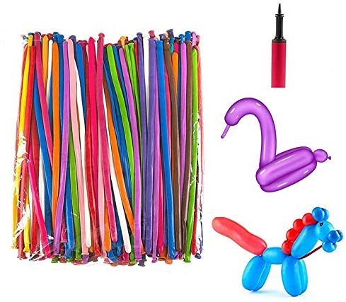 Herefun 200 Pcs Magic Luftballons mit Luftpumpe (zufällige Farbe) - Modellierballons Lange Deko Ballon DIY Ballon Tierballons Mehrfarbenballons für Kindergeburtstag Party Hochzeit Dekoration (200PCS)