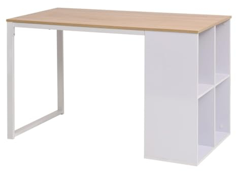 vidaXL Schreibtisch, Eiche und Weiß, Computermöbel