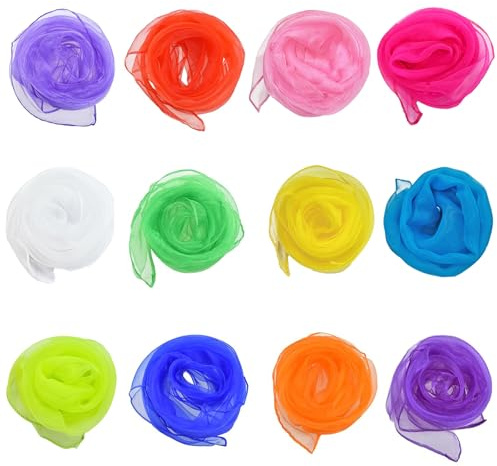 Linkbro Cloths [Pack of 12] Juggling Cloths for Sensory Tool, Dancing, Juggling, 60 x 60 cm