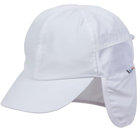 SwimZip Sun Hat with Neck Flap | UPF 50+ Protection for Baby, Toddler, and Kids White