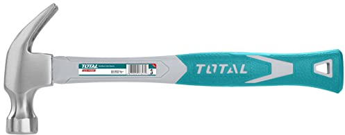 TOTAL - Martillo Carpintero | 220 g | Adecuado Para la Ebanistería y Carpintería | Con Sacaclavos de Pala Curva | Mango de Fibra Bimaterial | Cabeza de Acero al Carbono Forjado