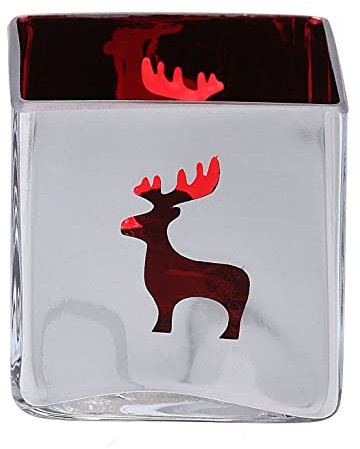 Holyart Portatealight di Natale Quadro con Decoro Rosso (Assortiti)