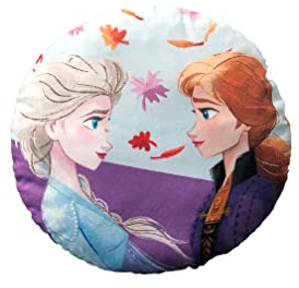 hermet Disney, Cuscino Tondo Frozen, in poliestere, morbido, perfetto per la cameretta dei tuoi bambini, Prodotto ufficiale Disney
