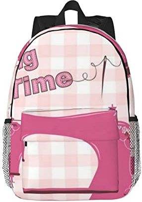 OCELIO Vintage rosa symaskin ryggsäck, 15-tums lätt studentryggsäck, unisex laptopryggsäck, college ryggsäck, Svart, One Size