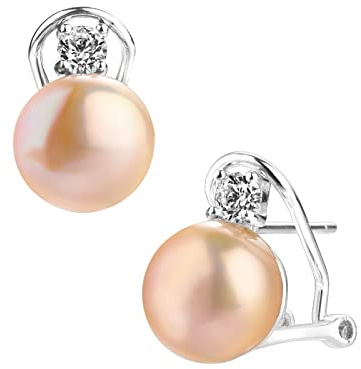 Orecchini Moda Donna Argento Sterling Perla Coltivata d'Acqua Dolce Naturale Orecchini a Clip Omega Orecchini per Donna Gioielli Fatti a Mano di Moda Colorata Regalo Duraturo (Colore