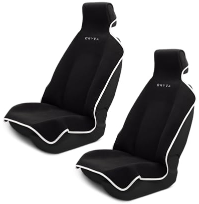 DryvaSeat - Premium Microfiber Towel Car Seat Cover - Waterproof & Sweatproof - Universal Fit, Machine Washable, Non-Slip - Seat Protector for Car, Truck, SUV, Van (Black, 2 Pack)