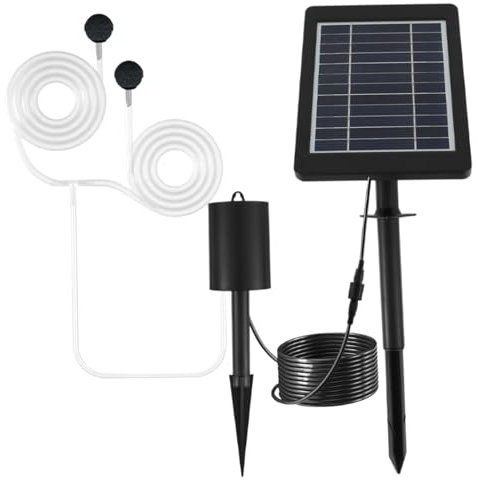 Ayera de aire de bomba de aire estanque aireador solar estanque aireador, aire acondicionado de la bomba de aire del estanque de 4W al aire libre con piedras de burbujas de aire de tubería, 3 modo bo