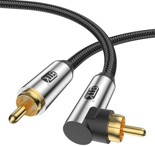 EMK Subwoofer Kabel 90 Grad Cinch Kabel Rechtwinkliges Coaxial Audio Kabel RCA Digital Audio Kabel für Verstärker, Lautsprecher, Soundbar, Heimkino und HiFi Systeme (2m)