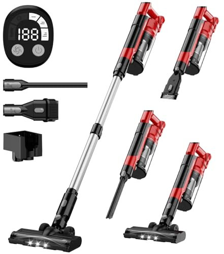 350W Cordless Vacuum Cleaner for Milwaukee M18 Battery, 35kPa Brushless Lightweight Stick Vacuum with 3 Mode Suction, 6 in 1 Stick Vacuum Cleaner with HEPA for Floor, Carpet, Car, Battery Not Included
