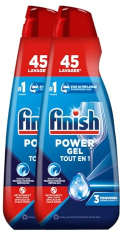Finish Power Gel Tout en 1 - Détergent Lave-vaisselle lot de 2 x 0,9L