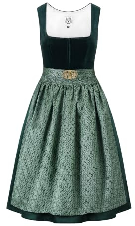 DIRNDLSTERN Dirndl Mujer Vestido Típico Verde - Falda Típica Midi De Terciopelo Vestido Dirndl Traje Oktoberfest