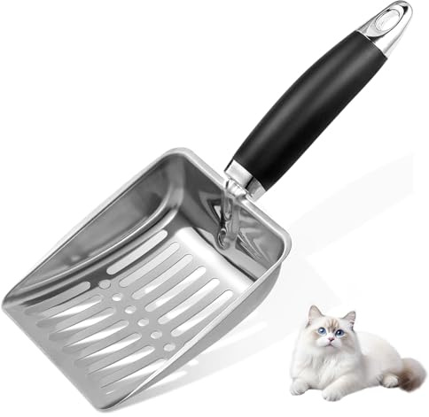 xolear Kattspade i rostfritt stål, kattspade med långt handtag, lätt att rengöra rostfritt stål, för rengöring av husdjur, hundar, katter pall