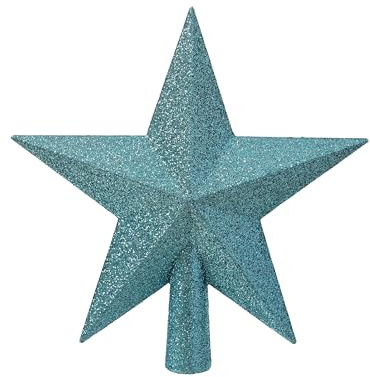 Kaemingk Christbaumspitze Kunststoff 19cm Stern mit Glitzer Weihnachtsbaumspitze - Christbaumschmuck & Weihnachtsbaumschmuck - Folkloreblau