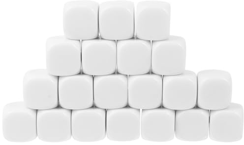 Veemoon 50 Dés Carrés Blancs et Impression Sérigraphique en Acrylique 16mm Surface Lisse Taille Standard Pack de 50 Pièces Créatif pour Jeux de Société