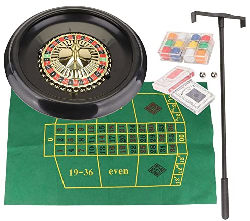 SUNNYNEST 16 Inch Luxury Roulette Wheel Game Set, Complete Set with Felt Rake, Playing Cloth, Balls, Chips & Playing Cards, Professional Tabletop Roulette Kit for Home, Party,Entertainment