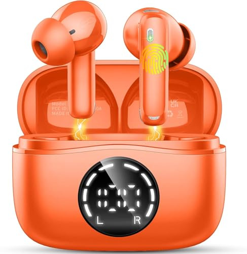 Nerunsa Auriculares Inalambricos, In-Ear Auriculares Inalambricos Bluetooth 5.4 con 4 HD Mic Cancelacion Ruido, 45H Estéreo HiFi Cascos Inalambricos Bluetooth Carga Rápida Tipo-C/IP7 Impermeable