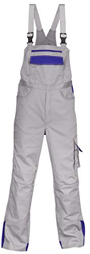 KÜBLER IMAGE VISION Arbeitslatzhose grau, Größe 46, Herren-Arbeitslatzhose aus verstärkter Baumwolle, Arbeitslatzhose mit Knieschutztaschen nach EN 14404, robuste Arbeitslatzhose von KÜBLER Workwear