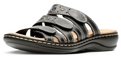 Clarks Leisa Cacti, Sandalias Planas Mujer, Cuero Negro, 40 EU