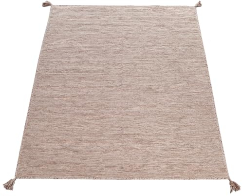 Paco Home Matta Vardagsrum Vävmatta Kelim Handvävd 100% Bomull Modern Melerad Beige, Storlek:240x340 cm