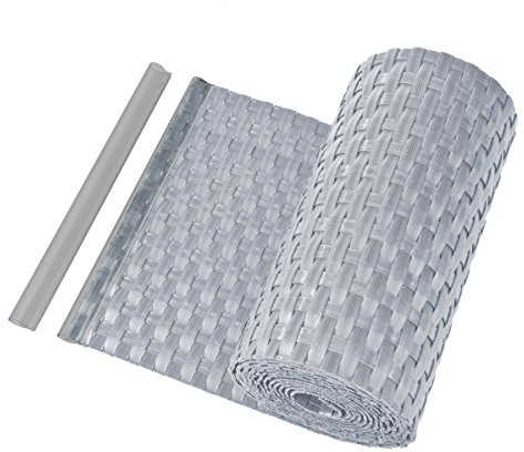 HaGa® - Strisce fendivista in polietilene (PE) da 255 cm x 19 cm, recinzione per balcone in rattan sintetico, colore grigio argento