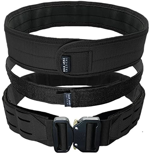 Bear Armz Tactical Ceinture de combat | Ceinture Molle Riggers | Ceinture robuste | Coussinet antidérapant robuste et peigne de ceinture intérieur | Système 2 en 1, S