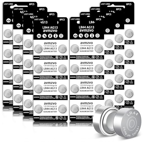LR44 Knopfzelle Batterien LR 44 Batterie AG13 Knopfzellen (64 Stück) Ohne Quecksilber,1.5V,357/357A/L1154/A76/GPA76【3 Jahre LagerGarantie】 (LR44-8-64)