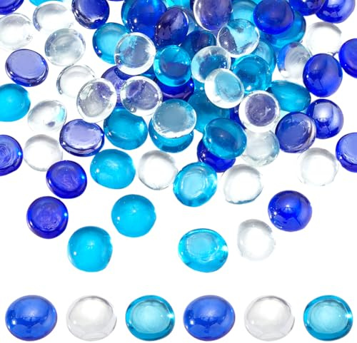 SUNNYCLUE 90 st 3 färger glasstenar platt sten fyllning bulk blandade halvrunda klara blå lila kulor vas grus fisk tank ädelstenar dekorativa fyllmedel för bord akvarium heminredning gör-det-själv