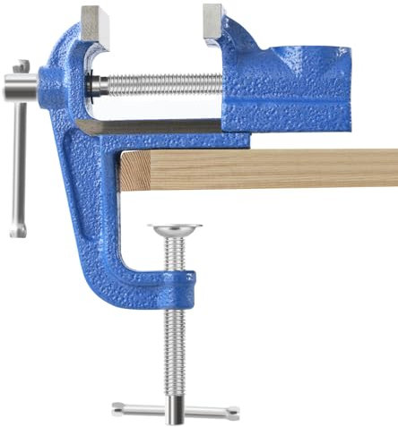 COGNATIVE Mini Table Clamp, 2 blue, Small Bench Vise, Upgraded cast steel manufacturing Jewelers Hobby Clamps Craft Repair Tool Portable Work Bench Vise (Mini)