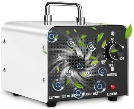 Hem Ozongenerator 60 000 mg/h, 120 W professionell ozonmaskin med timer, ozondesinfektionsmedel luftrenare, bärbar O3 ozonenhet för garage, hem, bil