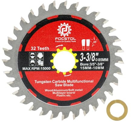 FOCSTOL Hoja Sierra Circular para Madera 85mm x 15/10mm - Disco para Corte Madera con 32 Dientes Para Cortar Plástico Aluminio Cobre