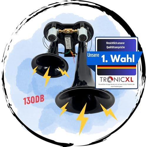 TronicXL Luft Horn LKW 24V Drucklufthorn E9 Zulassung TGV AIR HORN Signalhorn Doppel für LKW Boot Traktor