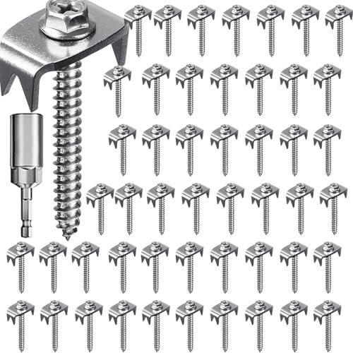 Pinzas para vallas de alambre, pinzas para vallas de alambre, fijaciones para vallas de alambre, 50 clavos con fijador de alambre, fijaciones para vallas de alambre y vallas tejidas