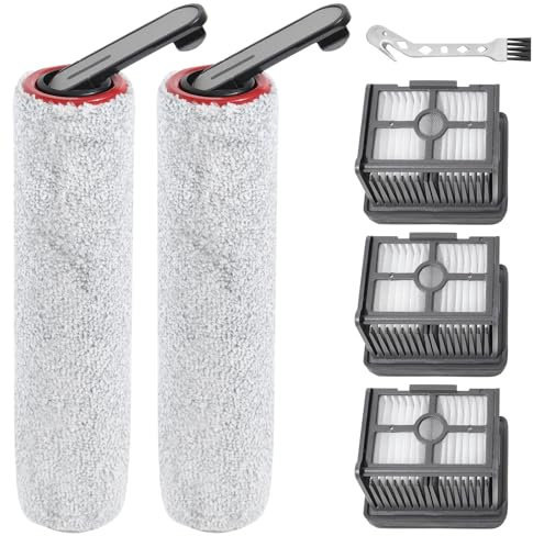 KiimSin Brosse rotative + filtres accessoires pour Dreame H12 Pro Ultra / H13 Pro Pièces de rechange pour aspirateur eau et poussière, 2 brosse rotative + 3 filtres Hepa + 1 brosse