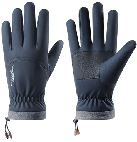 Hwtcjx Guanti Invernali Uomo Donna, Touch Screen Guanti Termici, Impermeabili, Riscaldati, Antiscivolo Antivento Sportivi per Moto Bici, per Ciclismo, Running, Sci, Calcio (Blu, XL)
