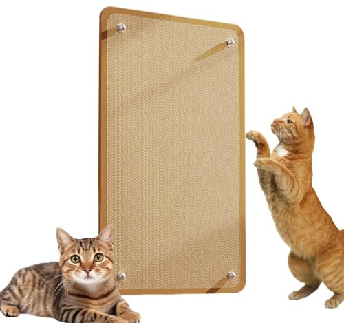 Tavola per grattare per gatti - Design da grattare in sisal, tappetino da grattare fissato alla parete, installazione di nastro adesivo e viti, struttura anti-pelo, protezione per tappeti, protezione