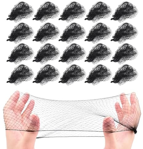 AVUELOI Reti capelli invisibili,20 pezzi,nylon,chignon,elastico,riutilizzabile,infermiera,ballerina,hostess,capelli acconciati,nero,accessori capelli