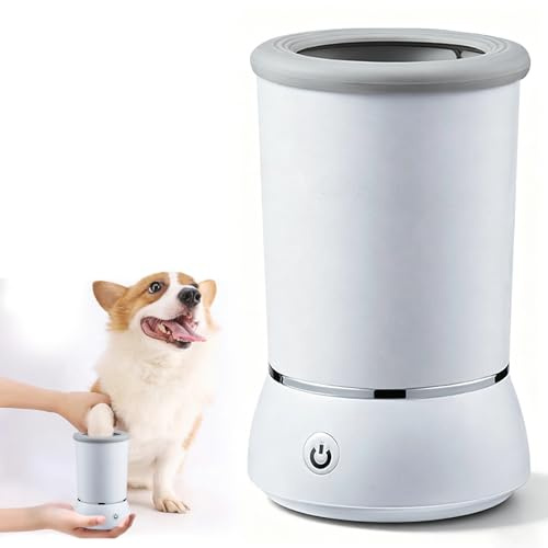 Nettoyeur automatique de pattes de chien : 17 × 10 cm, nettoyeur de pattes de chien électrique à 360 °, brosse en silicone, rechargeable par USB, nettoyant automatique pour chiens de petite et moyenne
