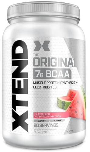 XTEND Original BCAA Powder Watermelon Explosion 90 Servings | 7g BCAAs Per Serving | Sugar Free Branched Chain Amino Acids and Electrolytes Powder for Post Workout Muscle Recovery and Hydration