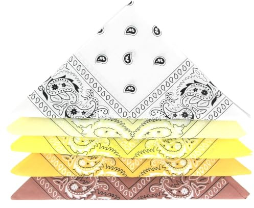 Karl Loven EL BANDANA - Lote de bandanas 100% Algodon de primera calidad Paisley Panuelo Cabeza Cuello Bufanda - Juego de 5 Multicolore 1