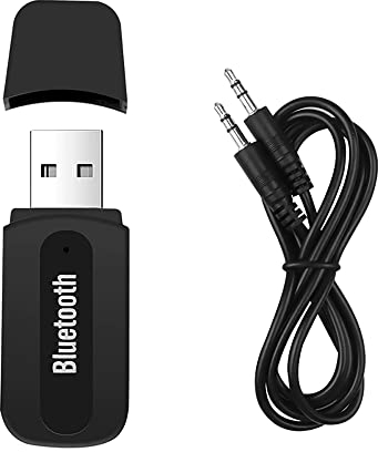 Retoo Adaptateur Bluetooth USB avec câble de Voiture Audio aux 3,5 mm et Microphone Mains Libres pour Voiture, récepteur sans Fil Compatible avec Android, iOS, chaîne stéréo et autoradio pour