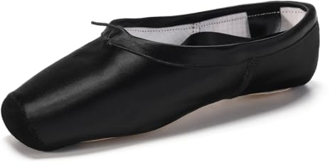 SWDZM Scarpe da Danza Punte Classica Professionali Balletto Pointe Comprende Scarpette Salvapunte e Nastri per Ragazza e Donna,Nero,Suola in Cuoio,41 EU
