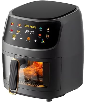 DBL MAX 6 Litre Digital Air Fryer in Black – Touch Screen Family Size Air Fryer with Rapid Air Technology, Oil Free Cooking, Non-Stick Basket – Large Capacity Airfryer for Healthy Meals