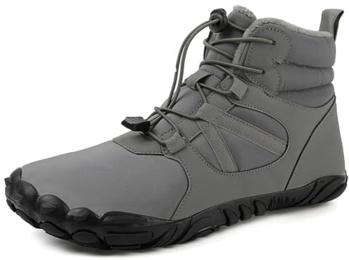 LYEAA Botas de Nieve de Invierno Zapatillas para Correr Zapatos Descalzos Informales Antideslizantes Botas Altas Impermeables para Viajes Escalada Senderismo (Gris 39)