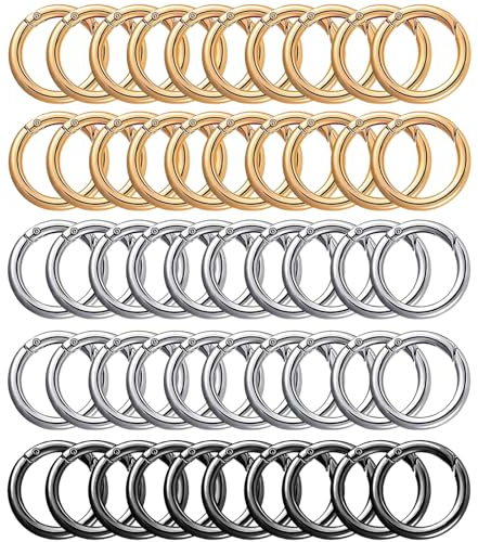 Oenothera 50 Stück 27mm Karabiner Rund, O-Ring Karabiner, Schlüsselringe Klein, für Bastelarbeiten, DIY Taschenringe Handwerk Machen, Taschenzubehör