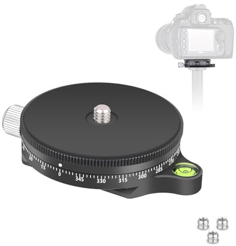 ARTCISE Kamera Panorama-Panning Base mit Stilplatte, Panoramakopf mit Wasserwaage für Stativ-Einbeinstativ DSLR-Kameras, maximale Tragkraft:15kg/33lbs