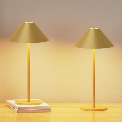 2 Pack Cordless Table Lamp, 5000mAh Rechargeable Battery Operated Lamp, 3 Colors Stepless Dimming, Portable LED Desk Lamp for Restaurant/Bedroom/Bars/Cafe/Outdoor Party/Camping/Terrace Night Light