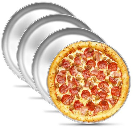 Onader Set di 4 teglie per pizza in acciaio inox, 26 cm