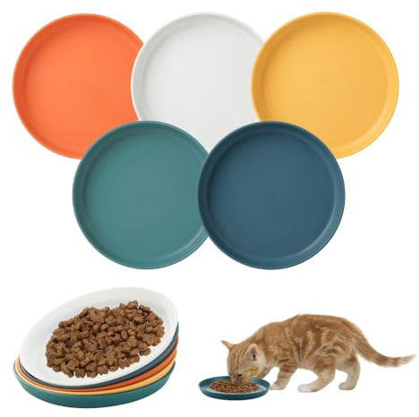 Bieiyhe 10 Assiette Chat,Plats pour Chats AntidéRapante,Set De Gamelle Chat,Plates Peu Profondes Chat,Bol Nourriture Chat,Gamelle à Eau en Céramique,Set Ecuelle Chatons,Petite Chats Ecuelle Coloré